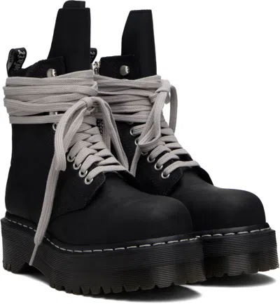 Rick Owens X Dr. Martens Quad Sole Steel Toe Leather Ankle Boots In Black