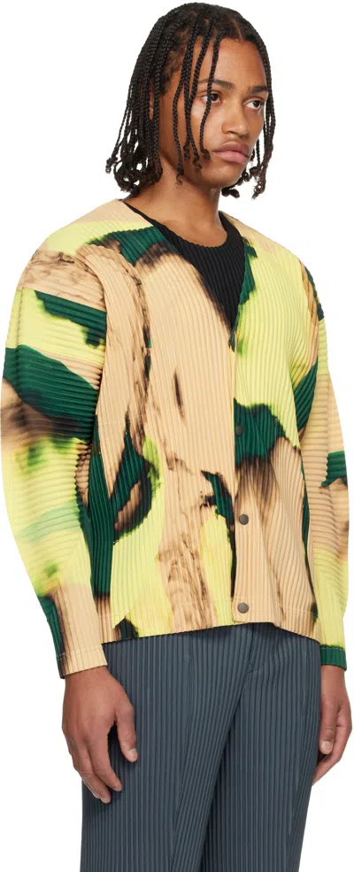 Issey Miyake Pleated Polyester Knitted Cardigan In Multi