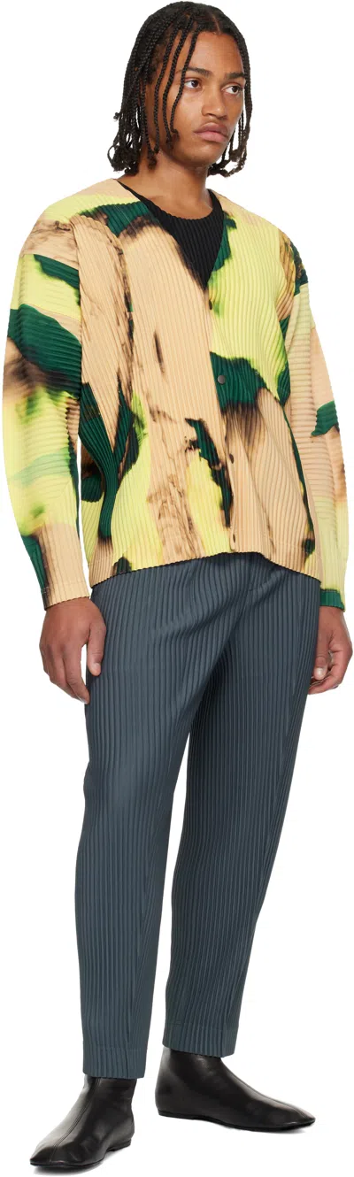 Issey Miyake Pleated Polyester Knitted Cardigan In Multi