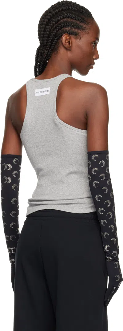 Marine Serre Gray Moon Logo Ribbed Jersey Tank Top In Gray