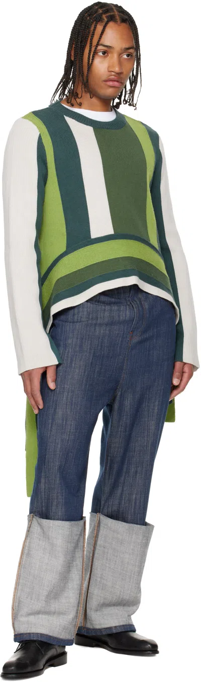 Edward Cuming Navy Turn-up Drop-down Jeans In Blue