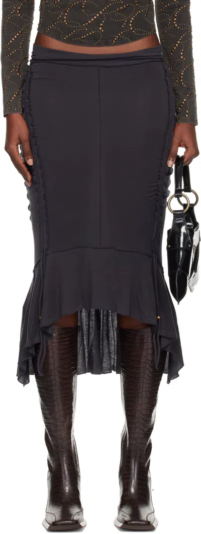 Knwls Gray Mg-petrol Midi Skirt In Black