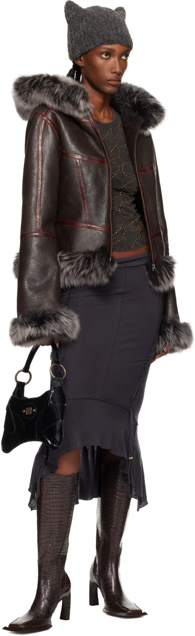 Knwls Gray Mg-petrol Midi Skirt In Black