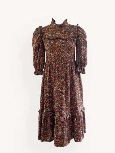 The Well Worn Women's Gold / Brown The Rosalie Dress – Autumn Floral In Multi