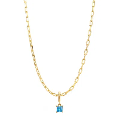 Gold Trip Women's Gold / Blue March Birthstone Necklace In Gold In Gold