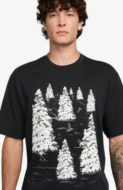 Jordan Holiday Cotton Graphic T-shirt In Black