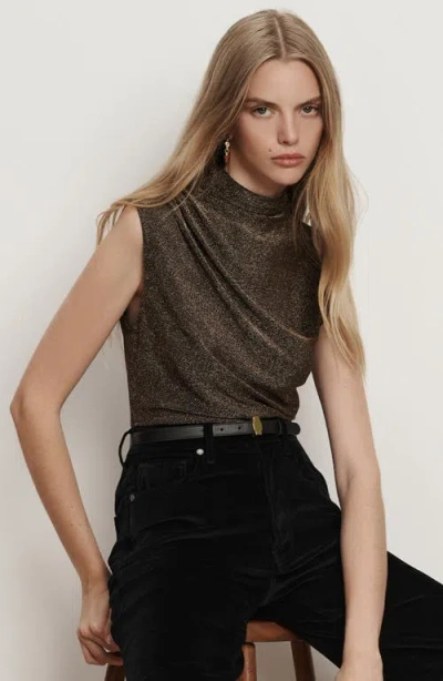 Veronica Beard Mylie Sleeveless Top In Antique Gold Lurex In Brown