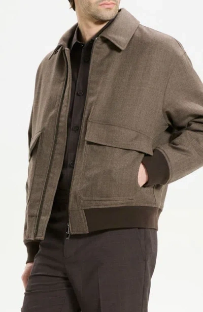 Theory Modern Aviator Jacket In Dapper Roll Feather In White