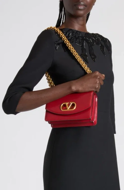 Valentino Garavani Garavani Vain Small Shoulder Bag In Shiny Calfskin Woman Rosso Valentino Uni