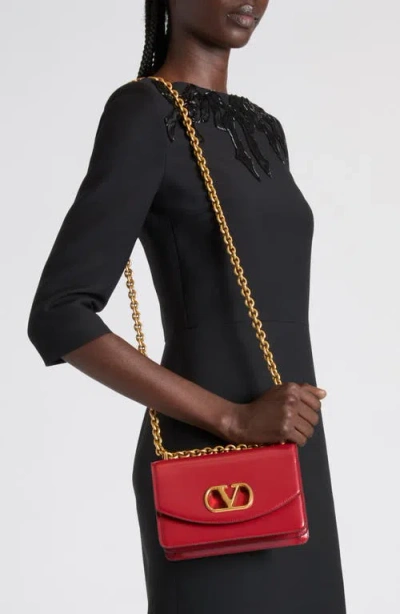 Valentino Garavani Garavani Vain Small Shoulder Bag In Shiny Calfskin Woman Rosso Valentino Uni