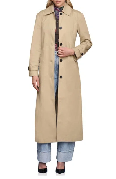 Avec Les Filles Belted Longline Trench Coat In Brown