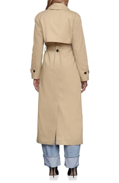 Avec Les Filles Belted Longline Trench Coat In Brown