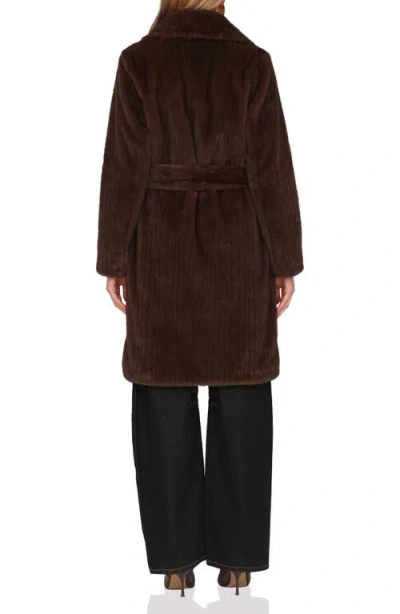 Avec Les Filles Faux Fur Belted Coat In Brown