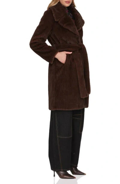 Avec Les Filles Faux Fur Belted Coat In Brown