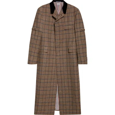 Thom Browne Hunting Tweed Chesterfield Coat In Brown