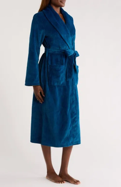 Nordstrom Shawl Collar Plush Longline Robe In Blue