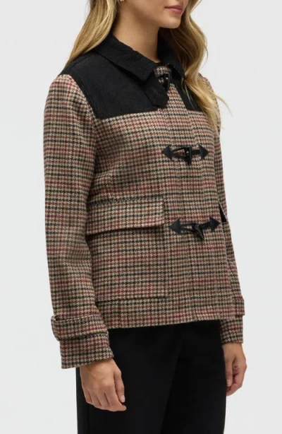 Nvlt Mixed Media Houndstooth Check Jacket In Brown