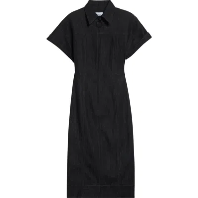 Akris Punto Structured Stretch Denim Shirtdress In Black