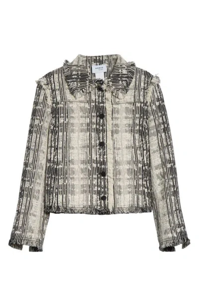 Akris Punto Fringe Trim Mixed Tweed Crop Jacket In Gray