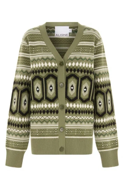 Aligne Christine V-neck Cardigan Sweater In Green