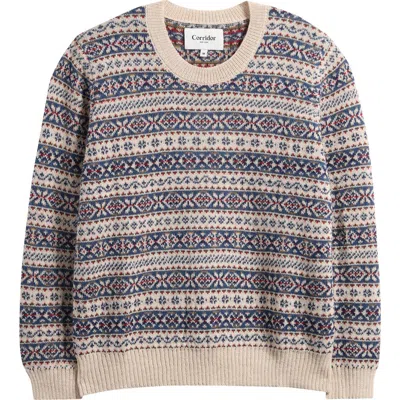 Corridor Fair Isle Alpaca Blend Crewneck Sweater In Blue
