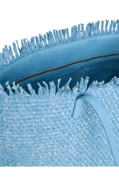 Akris Medium Ai Fringed Woven Denim Convertible Tote In Blue