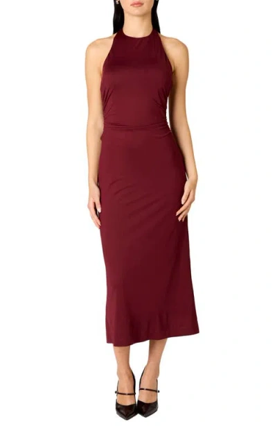 Nia Mirabel Halter Dress In Burgundy
