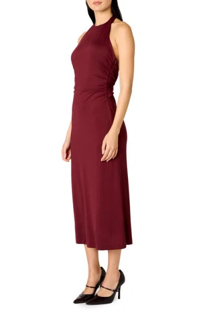 Nia Mirabel Halter Dress In Burgundy