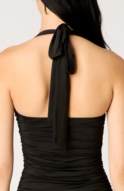 Nia Delphine Maxi Halter Dress In Black