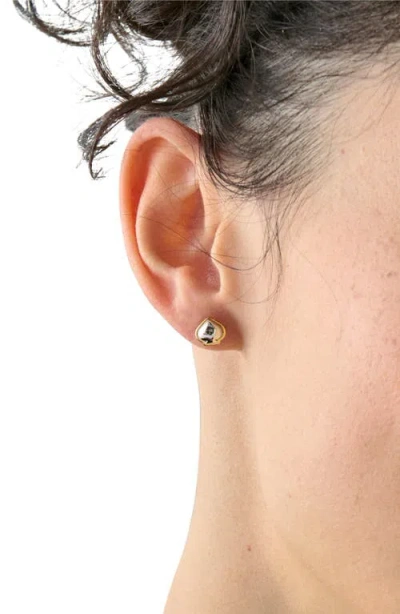 Kate Spade Two-tone Sculpted Spade Mini Stud Earrings In Gold