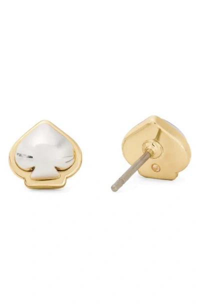 Kate Spade Two-tone Sculpted Spade Mini Stud Earrings In Gold