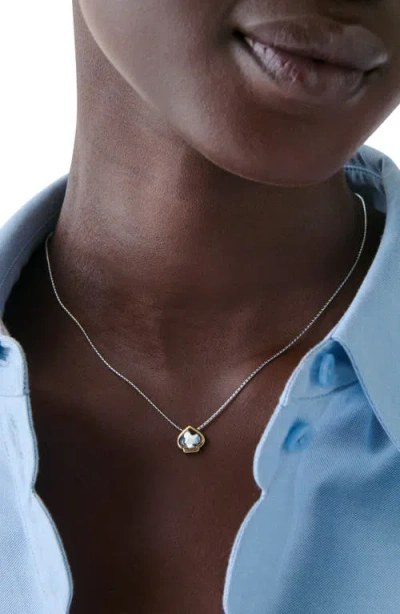 Kate Spade Two-tone Sculpted Spade Mini Pendant Necklace In Metallic