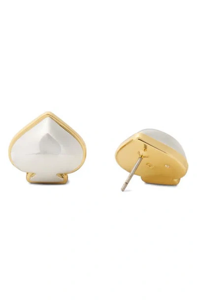 Kate Spade Two-tone Sculpted Spade Mini Stud Earrings In Gold