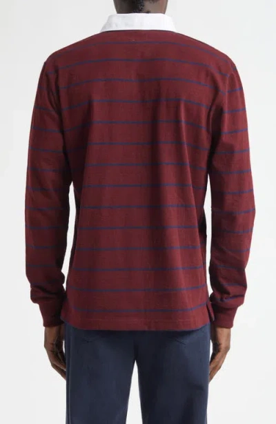 Noah Classic Long Sleeve Rugby Polo In Red