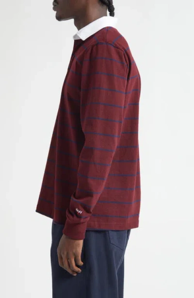 Noah Classic Long Sleeve Rugby Polo In Red