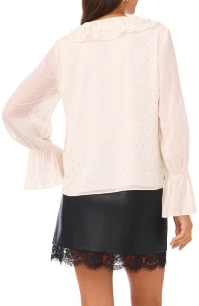Vince Camuto Double Ruffle V-neck Top In Neutral