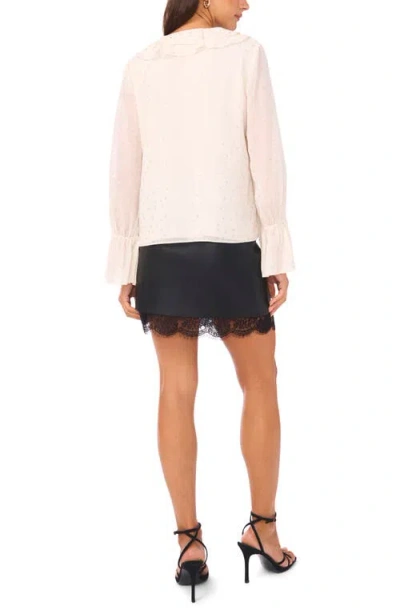 Vince Camuto Double Ruffle V-neck Top In Neutral