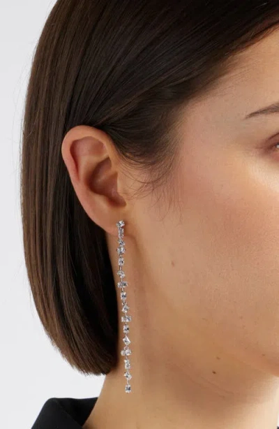 Nordstrom Dainty Mixed Cubic Zirconia Linear Drop Earrings In Silver