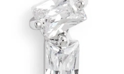 Nordstrom Dainty Mixed Cubic Zirconia Linear Drop Earrings In Silver