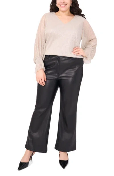 Vince Camuto Metallic V-neck Top In Neutral