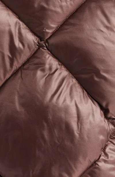 Sam Edelman Diamond Quilted Puffer Jacket With Faux Fur Hood In Brown