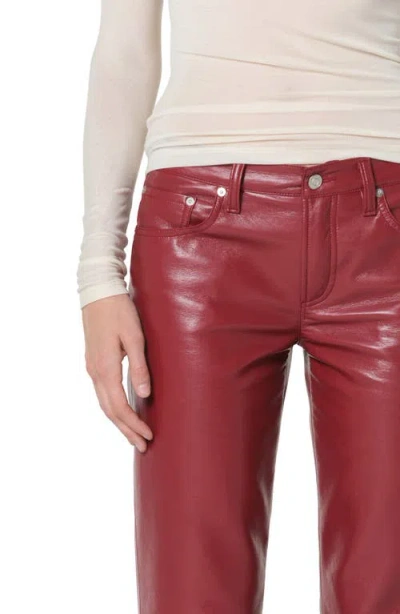 Agolde Leather Blend Straight Leg Pants In Red