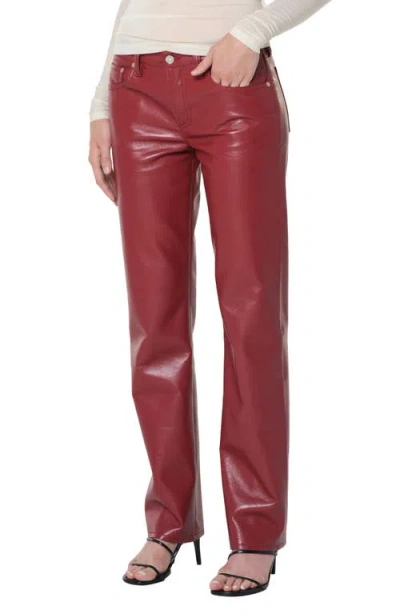 Agolde Leather Blend Straight Leg Pants In Red