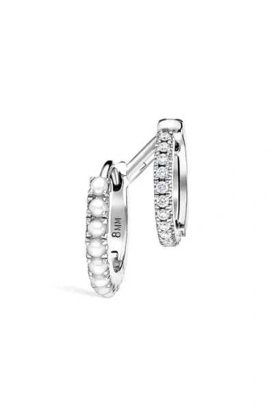Maria Tash Pearl & Diamond Double Eternity Linked Hoop Earring & Cuff In Silver