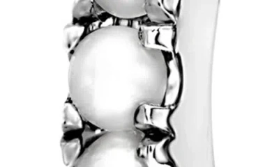 Maria Tash Pearl & Diamond Double Eternity Linked Hoop Earring & Cuff In Silver