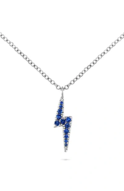 Maria Tash Diamond & Sapphire Lightning Pendant Necklace In Metallic