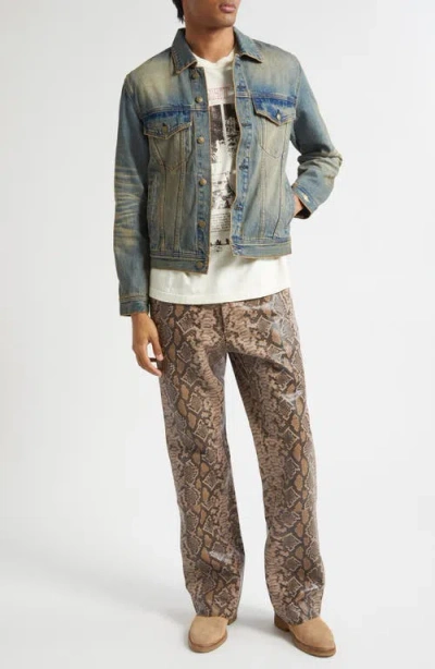 Midnight Rodeo Distressed Vintage Wash Denim Trucker Jacket In Blue