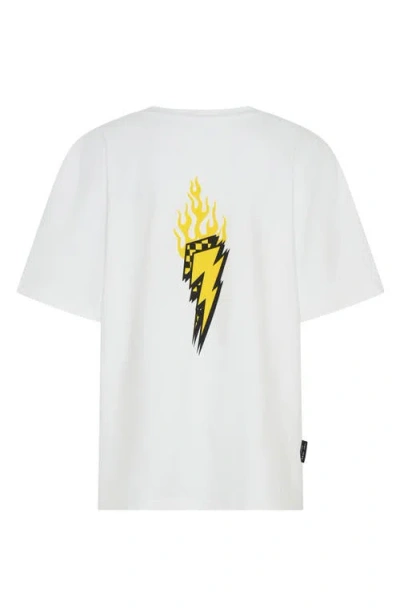Tiny Tribe Kids' Fire Thunder Cotton Graphic T-shirt In White