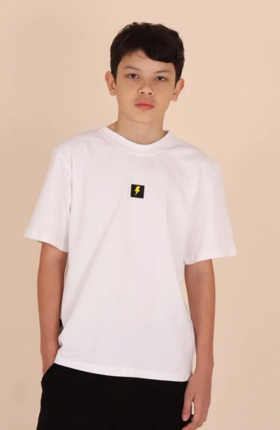 Tiny Tribe Kids' Fire Thunder Cotton Graphic T-shirt In White
