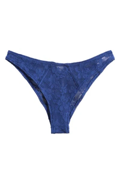 Fleur Du Mal Le Stretch Lace Cheeky Briefs In Blue